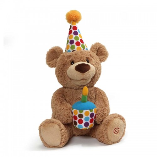 Gund Happy Birthday Bear Animated Plush Toy 14"| 0 months+ | Peek-a-boo Plush Toy | Baby Soft Toy | Stuffed Toy